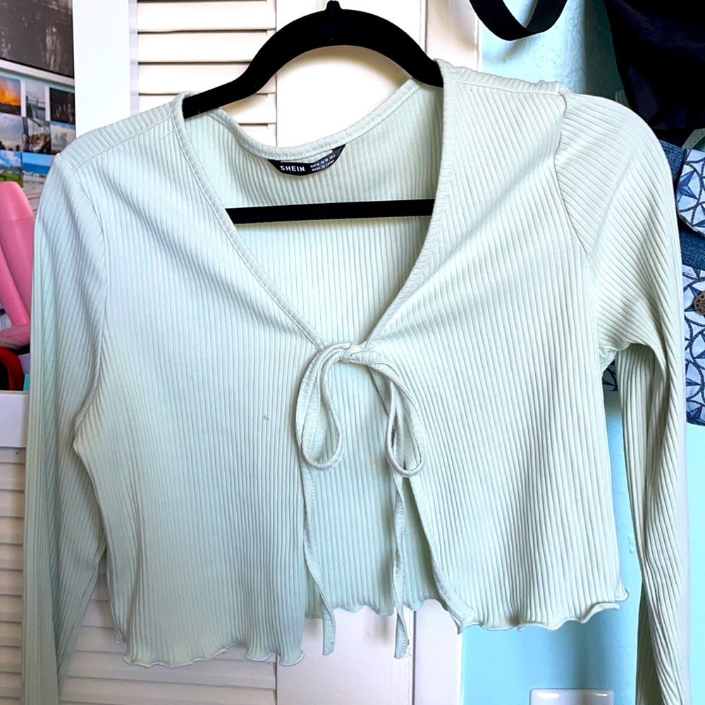 green top with front tie
